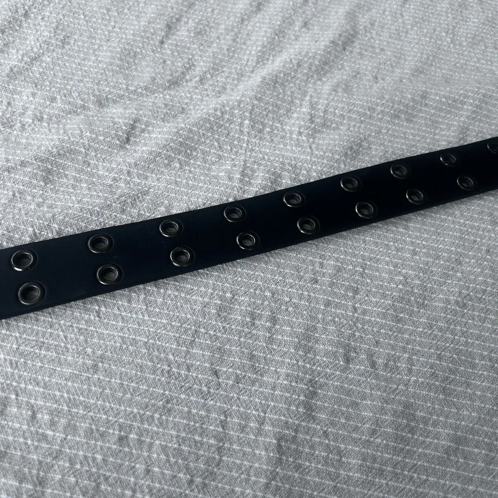 NWT Reversible Black/brown Double Grommet Leather Biker Punk Belt Size Large